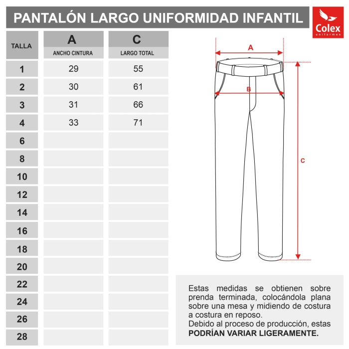 PANTALON L. UNIF. INSTITUCIO FAMILIAR