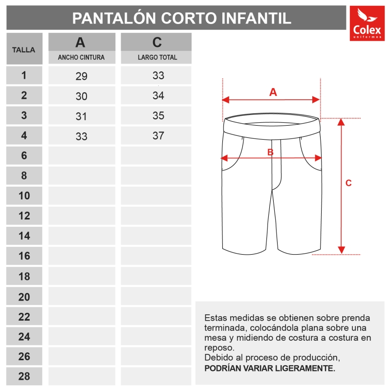 PANTALO CURT UNIFORME MIC