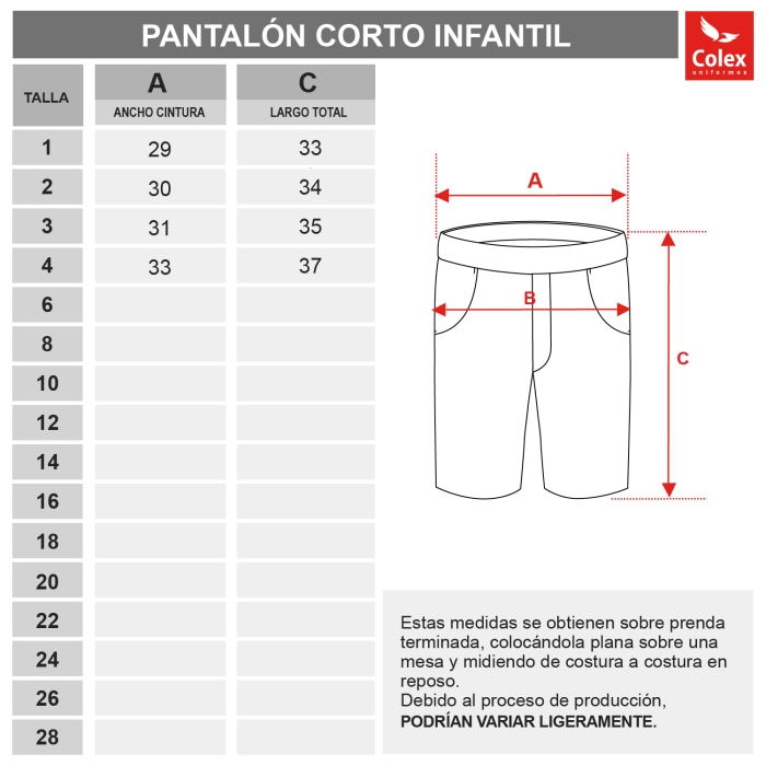 PANTALO CURT UNIFORME MIC