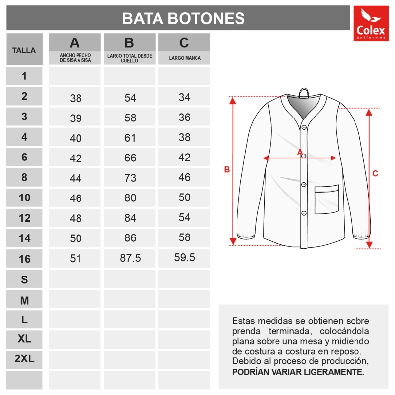 BATA BOTONES BASICA AZUL