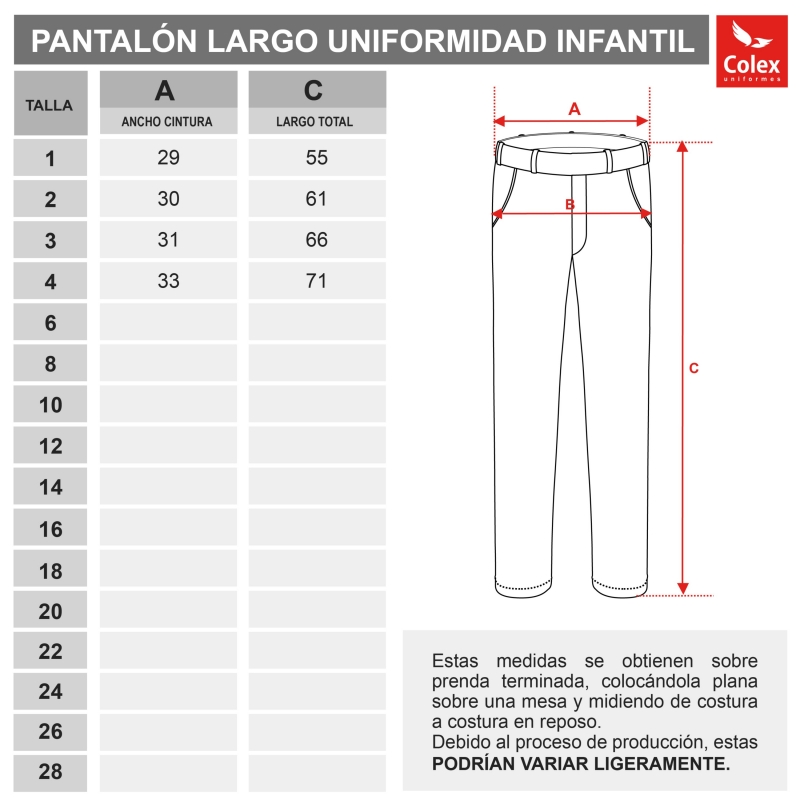 PANTALON L. UNIF. INSTITUCIO FAMILIAR