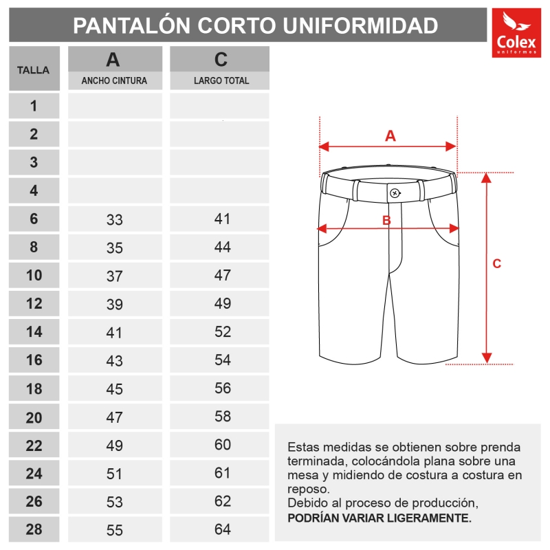 PANTALON CORTO UNIFORME MIC